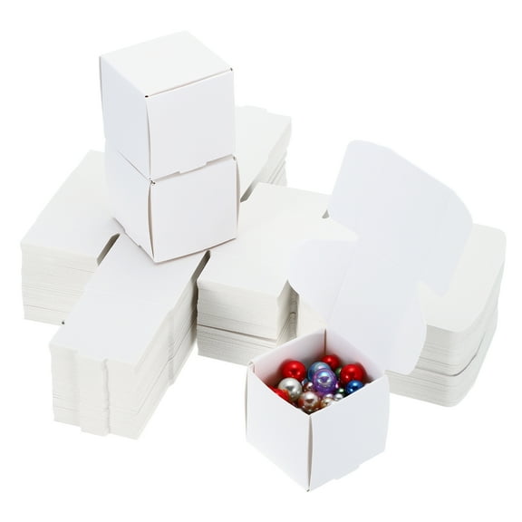 1.6x1.6x1.6" Small Gift Boxes Bulk with Lid, 100 Pack Mini Square Cardboard Paper Present Box for Jewelry, Candy, White