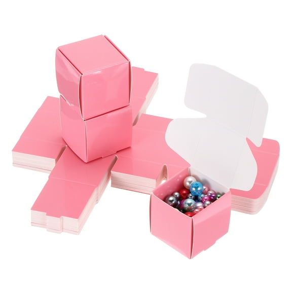 1.6x1.6x1.6" Small Gift Boxes Bulk with Lid, 40 Pack Mini Square Cardboard Paper Present Box for Jewelry, Candy, Pink