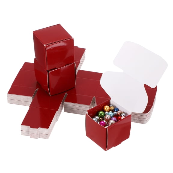 1.6x1.6x1.6" Small Gift Boxes Bulk with Lid, 40 Pack Mini Square Cardboard Paper Present Box for Jewelry, Candy, Red