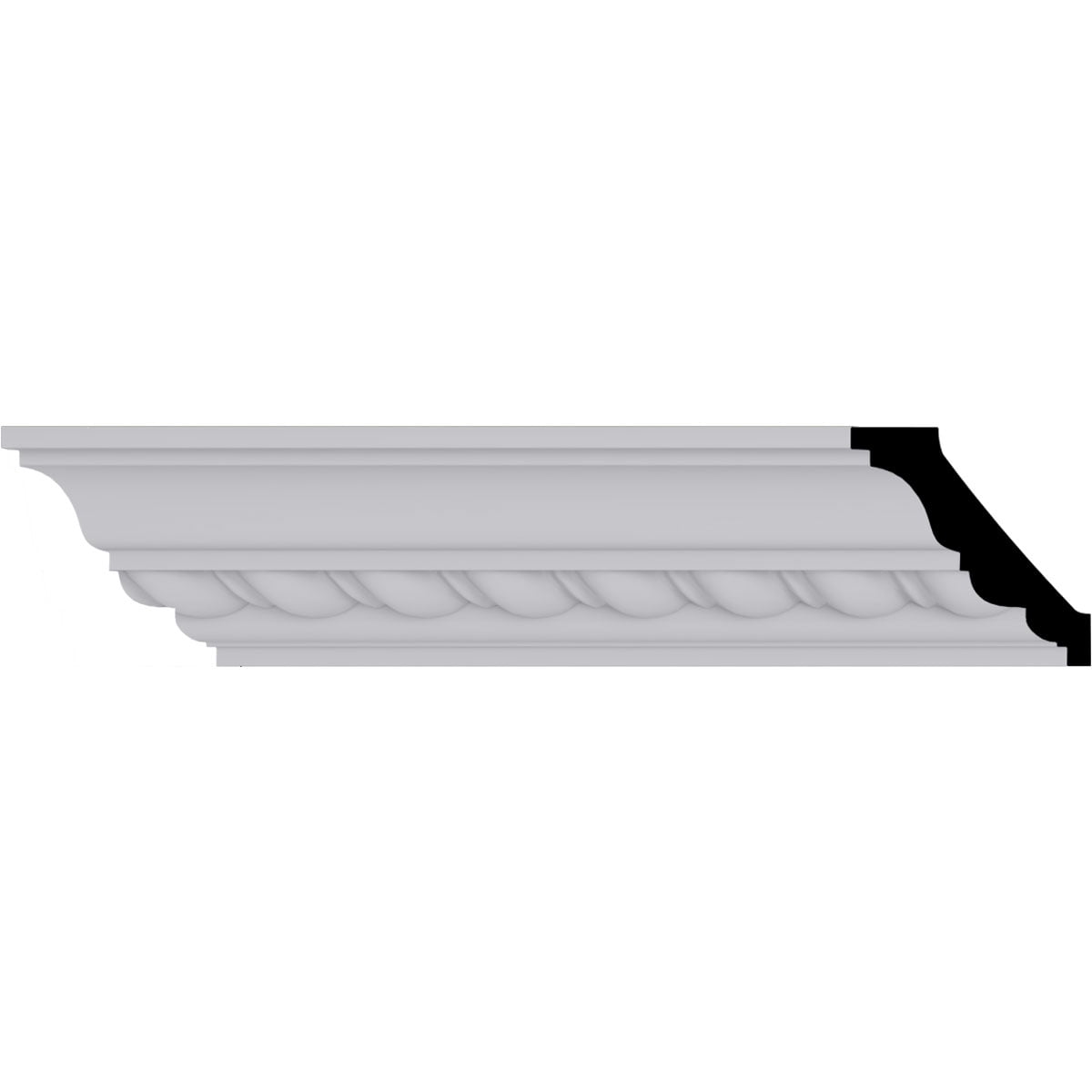 Classic White Polyurethane Roped Crown Moulding 94.5"