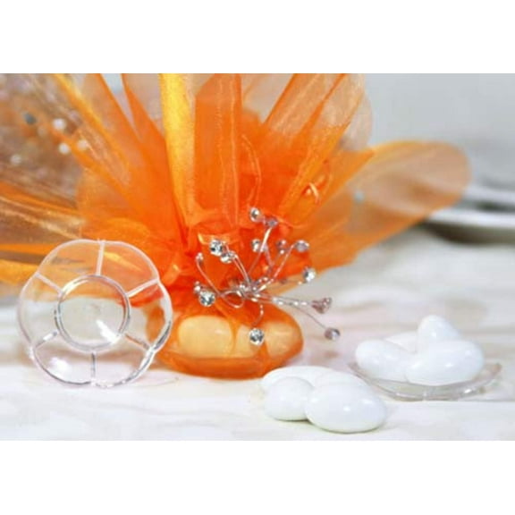 1-7/8 Inch Mini Flower Shape Clear Plastic Plate Party Favors Candy Holder (144 pieces)