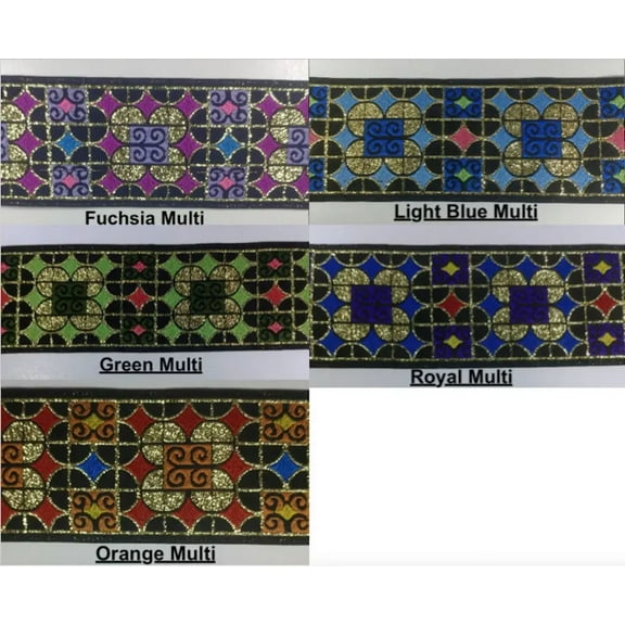 1-7/8" Jacquard Woven Ribbon Trim - 10 Continuous Yards - MANY COLORS!