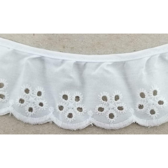 1-7/8" Ruffled Gathered Embroidery Eyelet Trimming - 9 Continuous Yards