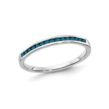 1/7 Carat (Ctw) Blue Diamond Wedding Band Ring in 14K White Gold