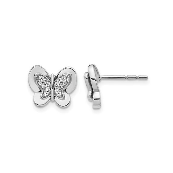 1/7 Carat (Ctw) Diamond Butterfly Earrings in 14K White Gold
