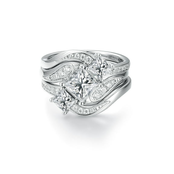 1.7 Carat Moissanite Rings for Women D Color VVS1 S925 Sterling Silver Princess Cut Moissanite Wedding Bands Simulated Diamond Rings Lab Diamond Engagement Rings