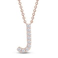 thumbnail image 1 of 1/7 Carat Round Cut Lab Created Moissanite Diamond Initial Letter "J" Pendant Necklace In 14K Rose Gold Over Sterling Silver Along With 18" Chain (G-H Color, VVS1 Clarity, 0.14 Cttw), 1 of 1