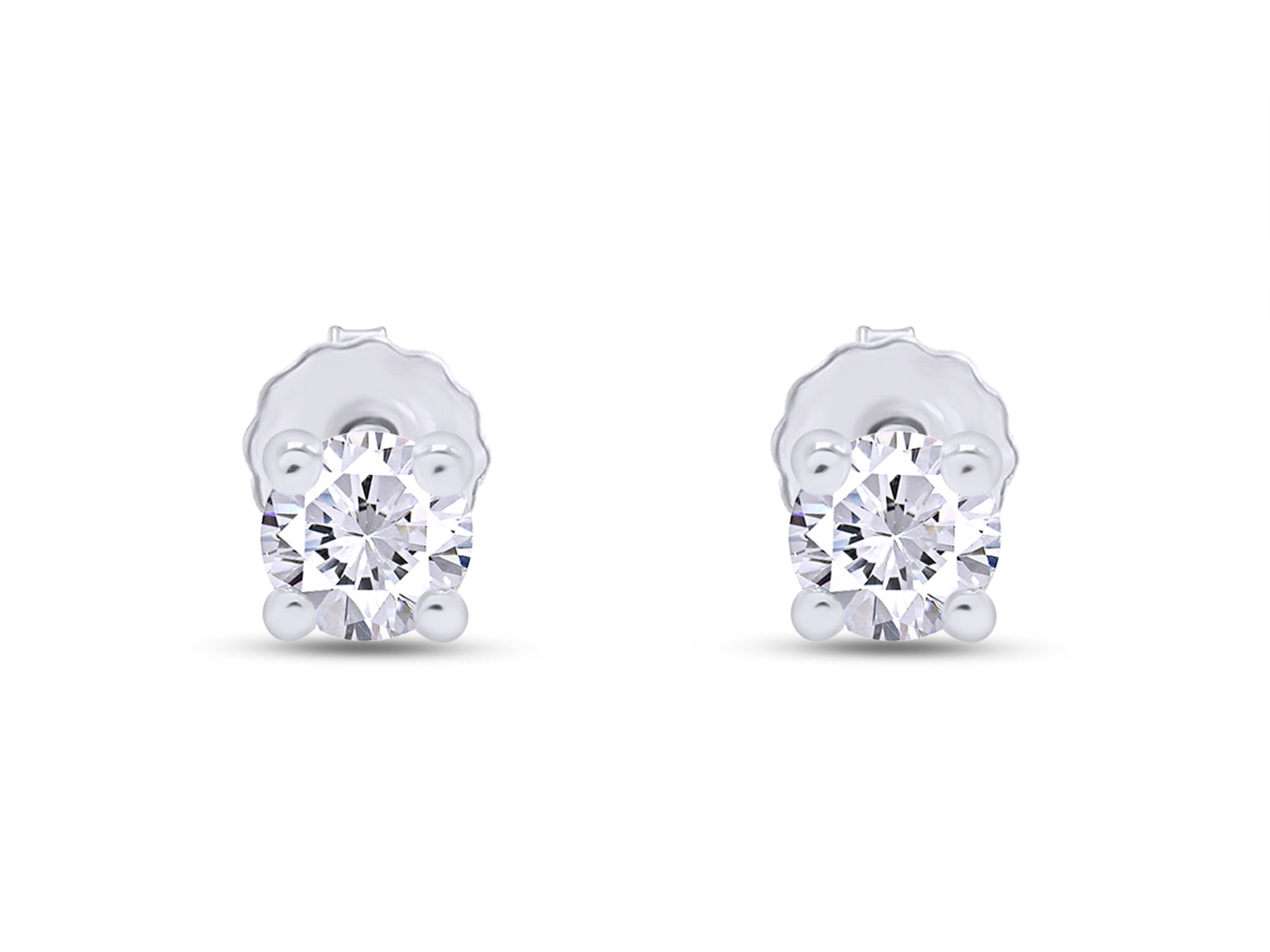 1/7 Carat Round Diamond Solitaire Stud Earrings for Womens Lab Grown Created (G-H/VS-SI) 14K White Gold Threaded Jewelry for Gift, Gift Jewelry (0.15 Cttw)