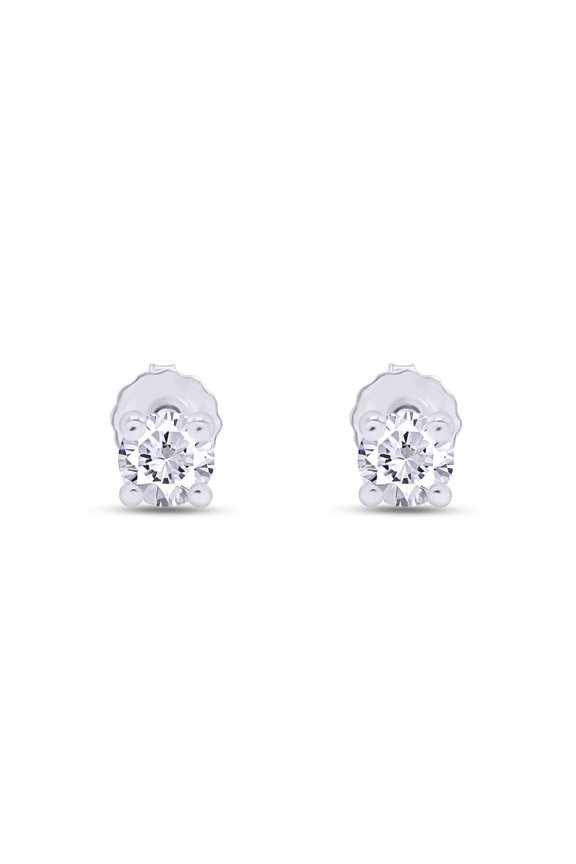 1/7 Carat Round Diamond Solitaire Stud Earrings for Womens Lab Grown Created (G-H/VS-SI) 14K White Gold Threaded Jewelry for Gift, Gift Jewelry (0.15 Cttw)