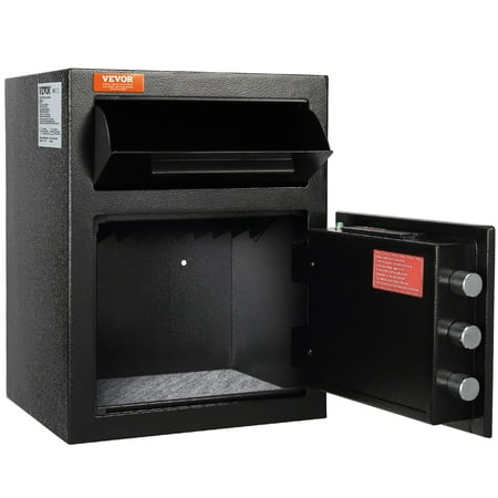 1.7 Cub Depository Safe, Deposit Safe with Drop Slot, Electronic Code Lock and 2 Emergency Keys, 17.71'' x 13.77'' x 13.77'' Business Drop Slot Safe for Cash, Mail in Home, Hotel, Office