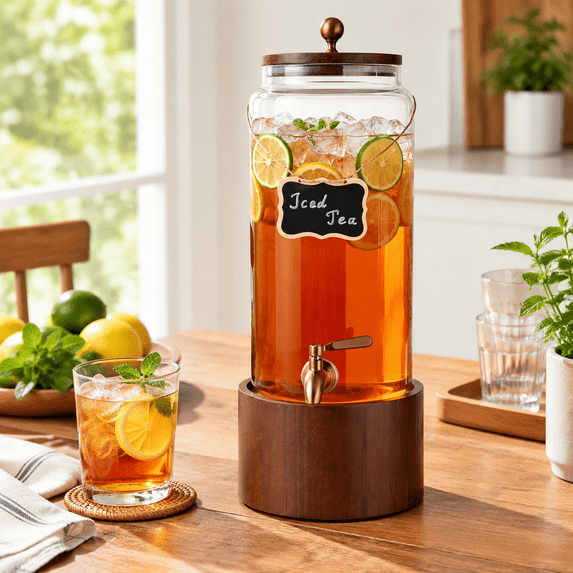 1.7 Gallon Gldrink Dispenser For Parties Beverwith Wooden Stand ...
