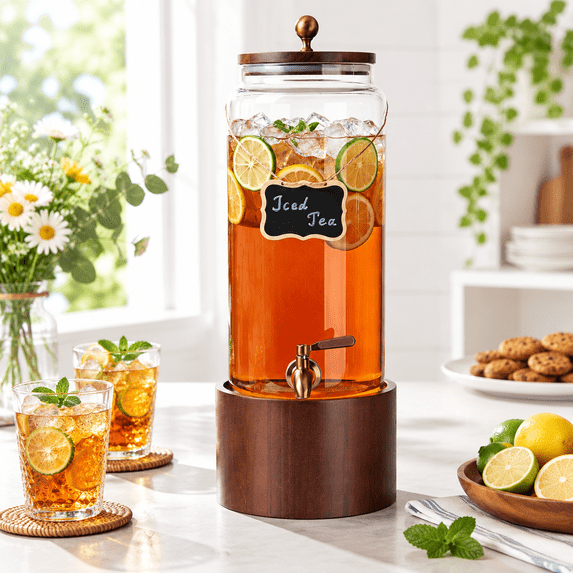 1.7 Gallon Gldrink Dispenser For Parties Beverwith Wooden Stand ...