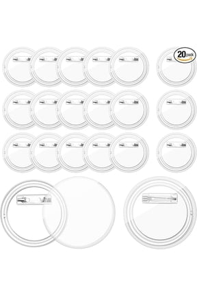 1.7 Inch Clear Acrylic Button Pins - 20 Pack DIY Custom Design Buttons, Pin Backs & Blanks for Sublimation, Crafts, Photo Badges for DIY Gifts & School Projects,Teams, Events Badges