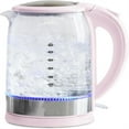 thumbnail image 1 of 1.7 Liter Glass Electric Kettle, Easy One Touch Use, Quick Heating, Filtered Spout, LED Base, Auto Shut-Off, Cordless Serving, Coffee and Tea, Pink, 1 of 5