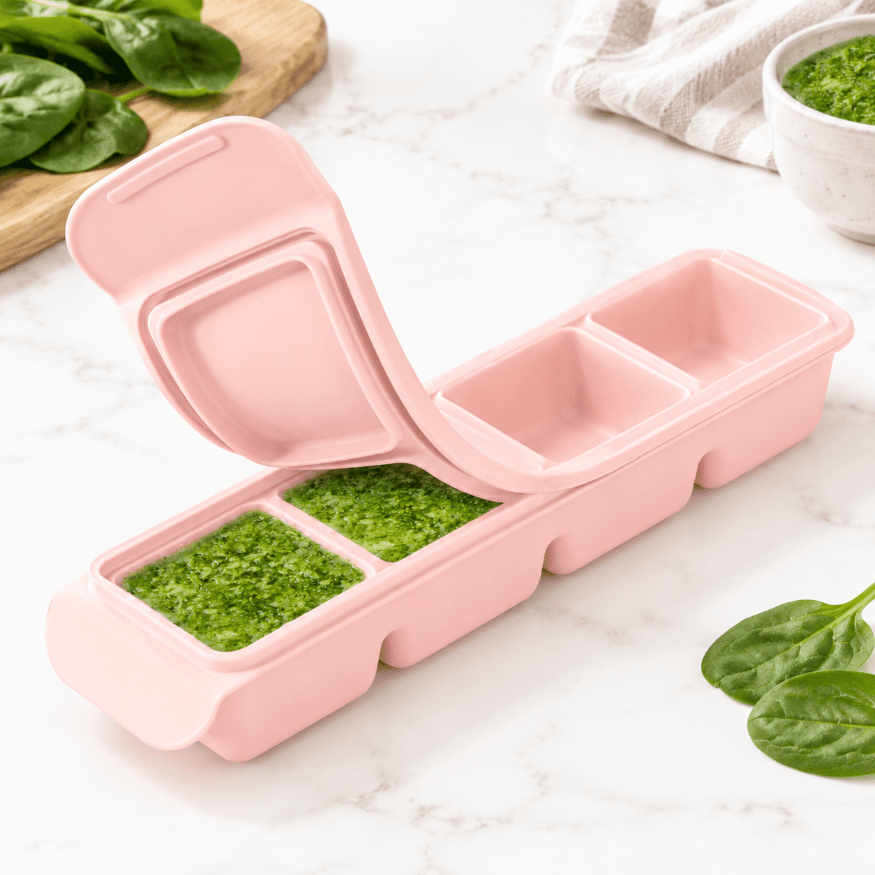 1.7 Oz/4 Sections Silicone Ice Cube Freezer Tray With Lid Food-grade ...