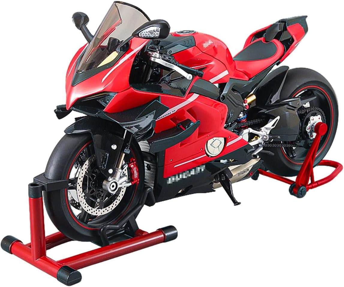 1/7 Scale Alloy Dynamic RC Motorcycle with Ignition System & Smoke Spray, Interactive Carbon Fiber Design RC Dirt Bike with Light & Sound, Realistic V4 Engine Simulation