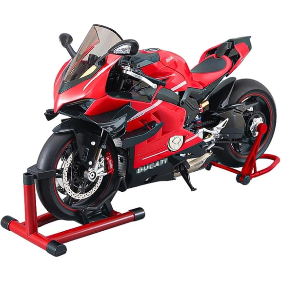 1/7 Scale Alloy Dynamic RC Motorcycle with Ignition System & Smoke Spray, Interactive Carbon Fiber Design RC Dirt Bike with Light & Sound, Realistic V4 Engine Simulation