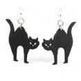 thumbnail image 1 of 1.7 x 1.4 in. Halloween Cat Earrings, Black Satin, 1 of 1