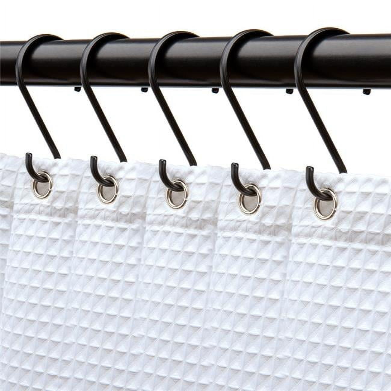 Matte Black Rustproof Zinc Shower Curtain Hooks Set of 12