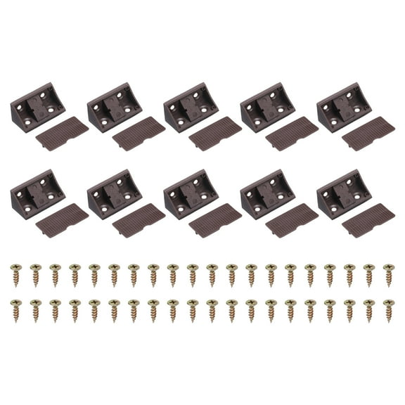 1.7"x0.8"x0.8" Plastic Corner Braces, 10 Pcs L-Shape Shelf Support Brackets Nylon Right Angle Brackets with Cover, Brown