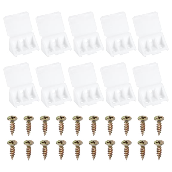 1.7"x0.9"x0.9" Plastic Corner Braces, 20 Pcs L-Shape Shelf Support Brackets Nylon Right Angle Brackets with Cover, White
