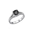 thumbnail image 1 of 1.70 CTW 14K White Gold Black Diamond Ring with Diamonds Split Shank Cushion With Accents, 1 of 2