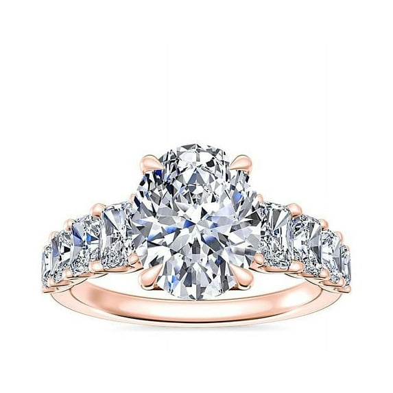 1.70 Carat Excellent Oval Cut Natural Diamond Solitaire with Accents Beautiful Ring for Anniversary Solid 18K Rose Gold Size 4.5