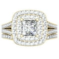 thumbnail image 1 of 1.70 Carat (ctw) 18K Yellow Gold Princess & Round Cut Diamond Ladies Split Shank Halo Bridal Engagement Ring With Matchi, 1 of 1