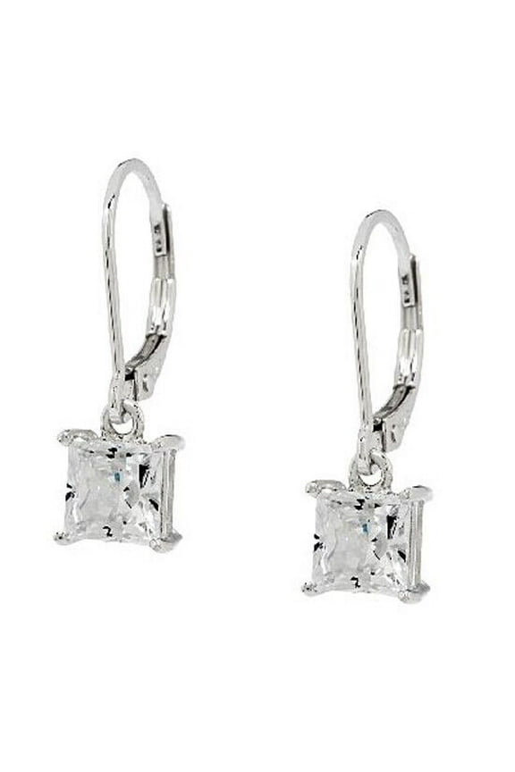 1.70 Ct Leverback Earrings Princess Lab Created Diamond Solid 925 Sterling Silver