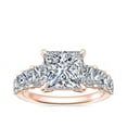 thumbnail image 1 of 1.70 Ct Princess Cut Genuine Diamond Solitaire with Accents Wonderful Ring for Ladies Solid 18K Rose Gold Size 10.5, 1 of 8