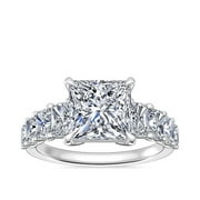 DIAMOND-CAPITALS 1.70 Ct Stunning Solitaire with Accents Princess Cut Real Diamond Wedding Ring for Bride in Solid 14K White Gold Size 7
