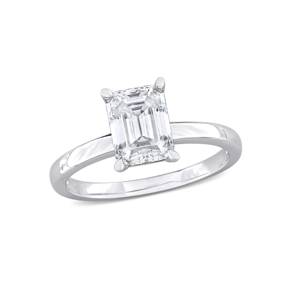 1.70 (Ctw) Lab-Created Ocatagon-Cut Moissanite Solitaire Engagement Ring in Sterling Silver for Women
