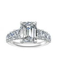 thumbnail image 1 of 1.70 T.C.W Emerald Shaped Real Diamond New Design Solitaire with Accents Wedding Ring for Women Solid 18K White Gold Size 3.5, 1 of 8