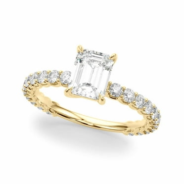 1.70CTW Lab-Grown 14K Yellow Gold Diamond Emerald-Cut Engagement Ring