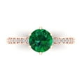 thumbnail image 1 of Solitaire with Accents Engagement Ring for Women - 1.71ct Simulated Emerald in 18K Rose Gold Promise Ring, 1 of 6