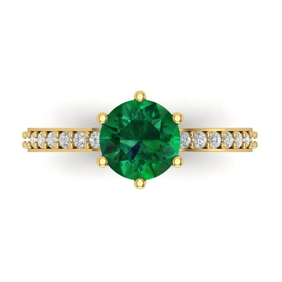 Solitaire with Accents Engagement Ring for Women - 1.71ct Simulated Emerald in 18K Yellow Gold Promise Ring