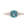thumbnail image 1 of 1.71 ct Round Cut Blue Moissanite Solitaire with Simulated Diamond Accents 18K Rose Gold Womens Engagement Ring, 1 of 5