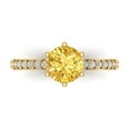 thumbnail image 1 of Solitaire with Accents Engagement Ring for Women - 1.71ct Simulated Yellow Diamond in 14K Yellow Gold Promise Ring, 1 of 6