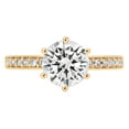 thumbnail image 1 of 1.71 ct Round Cut Genuine Cultured Diamond SI1-SI2 I-J 18K Yellow Gold Promise Wedding Statement Engagement Designer Ring W/ Crystal side stones size 9, 1 of 7