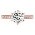 thumbnail image 1 of 1.71 ct Round Cut Genuine Cultured Diamond VS1-VS2 J-K 18K Rose Gold Promise Wedding Statement Engagement Designer Ring W/ Crystal side stones size 4, 1 of 7