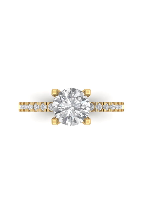 14K Yellow Gold 1.71ct Moissanite Solitaire with Accents Ring