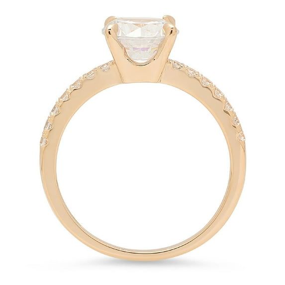 1.71 ct Round Cut Moissanite Solitaire with Accents Engagement Ring for Women in 18K Yellow Gold