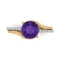 thumbnail image 1 of Clara Pucci 14K White/Yellow Gold Solid Gold Amethyst Solitaire with Accents Anniversary Ring for Women - 1.71 cttw Round Cut, 1 of 8