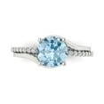 thumbnail image 1 of 1.71 ct Round Cut Natural Aquamarine Solitaire with Simulated Diamond Accents 14K White Gold Womens Engagement Ring, 1 of 6