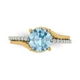 thumbnail image 1 of 1.71 ct Round Cut Natural Aquamarine Solitaire with Simulated Diamond Accents 18K White/Yellow Gold Womens Engagement Ring, 1 of 5