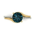 thumbnail image 1 of Clara Pucci 14K White/Yellow Gold Solid Gold LondonBlueTopaz Solitaire with Accents Anniversary Ring for Women - 1.71 cttw Round Cut, 1 of 8