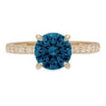 thumbnail image 1 of 1.71 ct Round Cut Natural London Blue Topaz Solitaire with Simulated Diamond Accents 14K Yellow Gold Womens Engagement Ring, 1 of 3