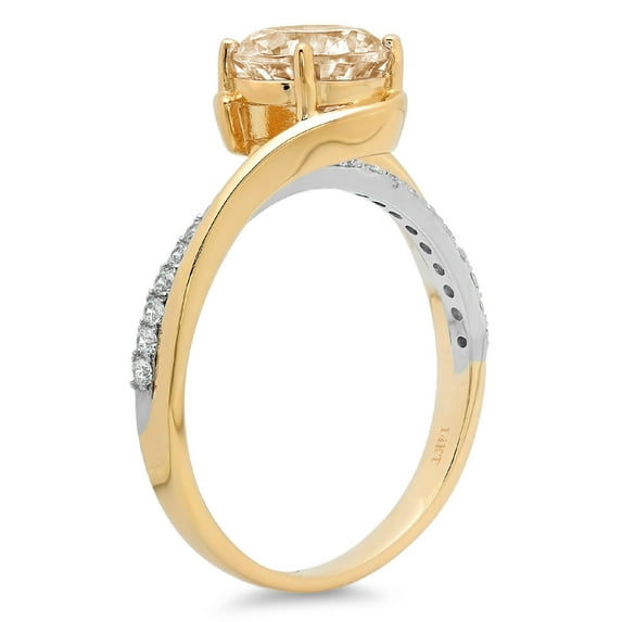 1.71 ct Round Cut Natural Morganite Solitaire with Accents Engagement Ring for Women in 18K White/Yellow Gold