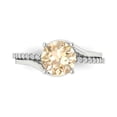 thumbnail image 1 of 1.71 ct Round Cut Natural Morganite Solitaire with Simulated Diamond Accents 14K White Gold Womens Engagement Ring, 1 of 5