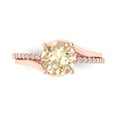 thumbnail image 1 of 1.71 ct Round Cut Natural Morganite Solitaire with Simulated Diamond Accents 18K Rose Gold Womens Engagement Ring, 1 of 6